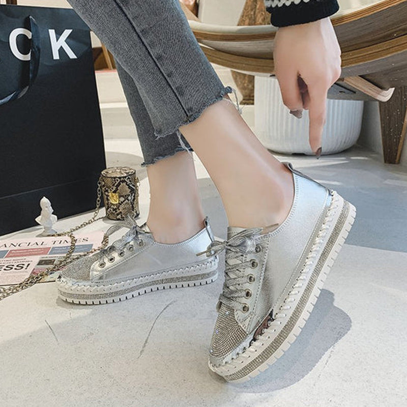 DIAMOND SILVER LEATHER SNEAKERS