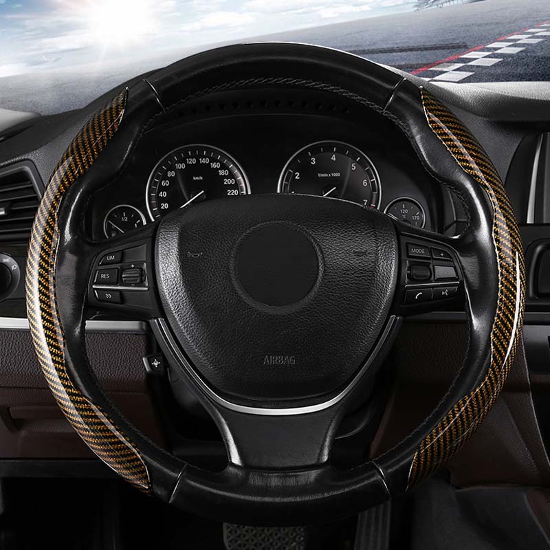 Universal Laser Carbon Fiber Pattern Steering Wheel Cover