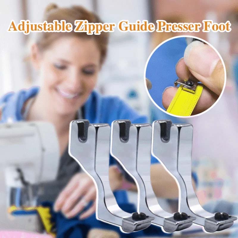 Adjustable invisible zipper guide foot for sewing machine