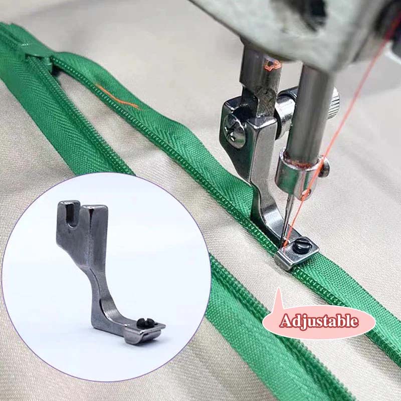Adjustable invisible zipper guide foot for sewing machine
