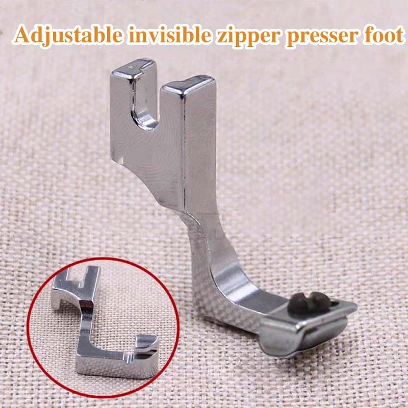 Adjustable invisible zipper guide foot for sewing machine