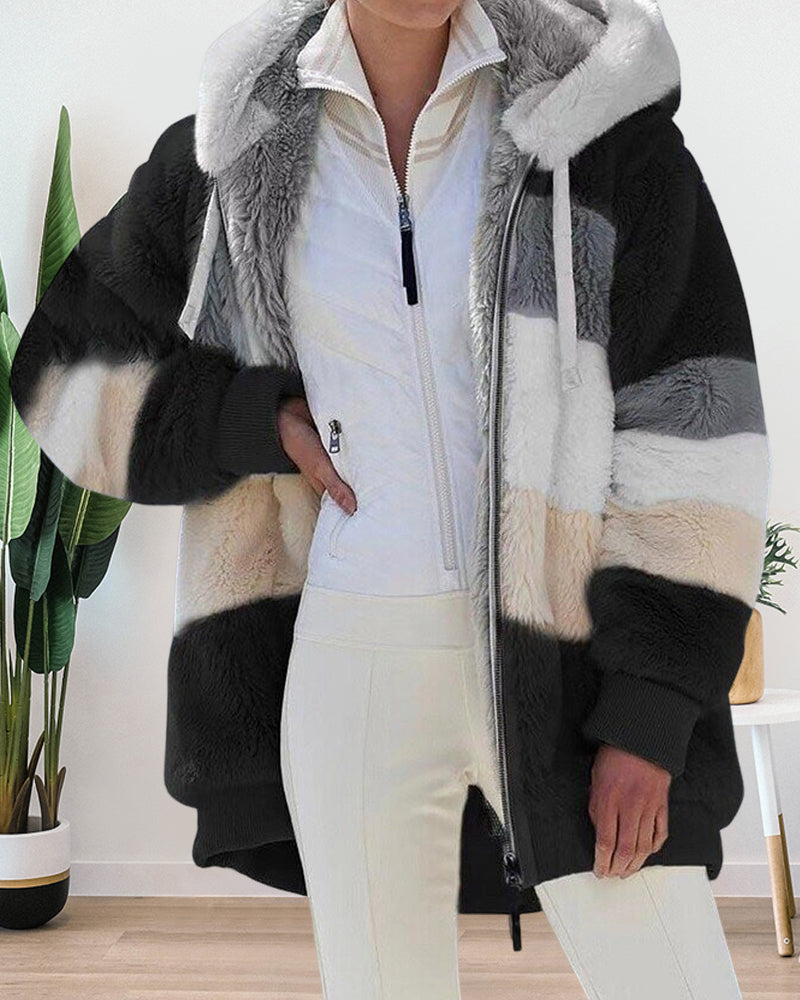 Plush Warm Hooded Coat