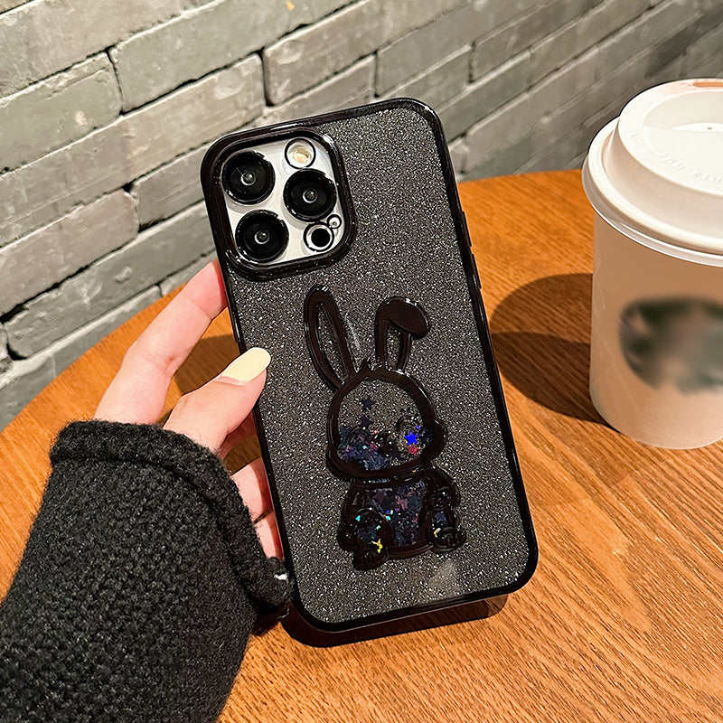 Gradient Glitter Quicksand Rabbit Case Cover For iPhone