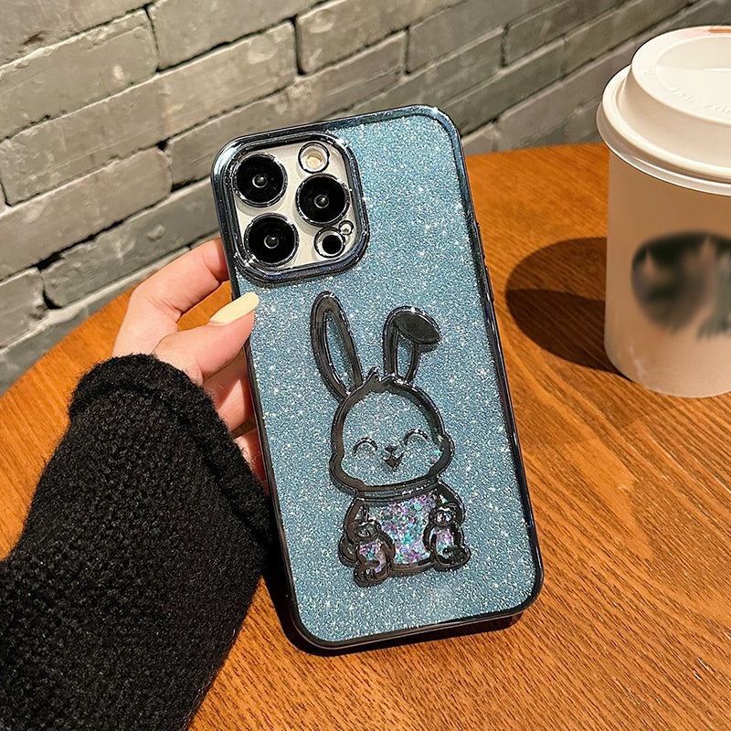 Gradient Glitter Quicksand Rabbit Case Cover For iPhone
