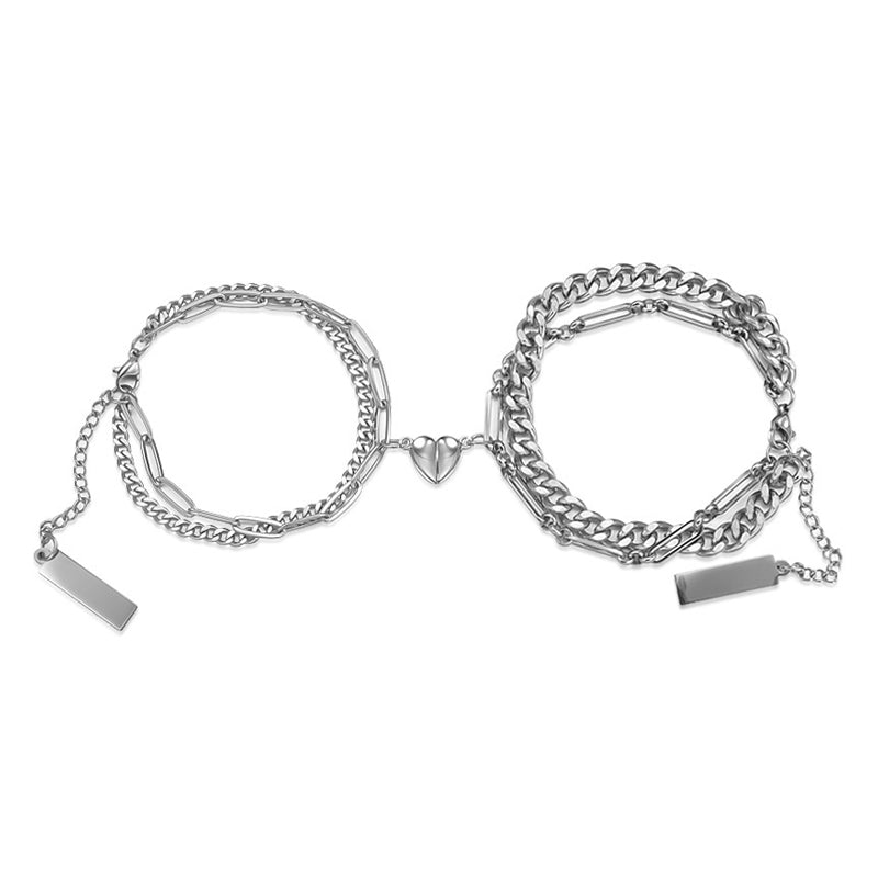 Couples Magnetic Half Heart Love Bracelet Set