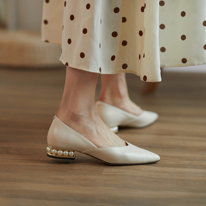 Slip-On Comfort Pearl Low Heel Women's Shoes