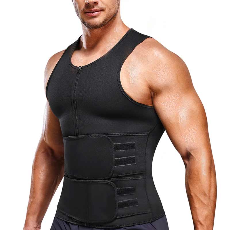 Men's vest with plastic belt