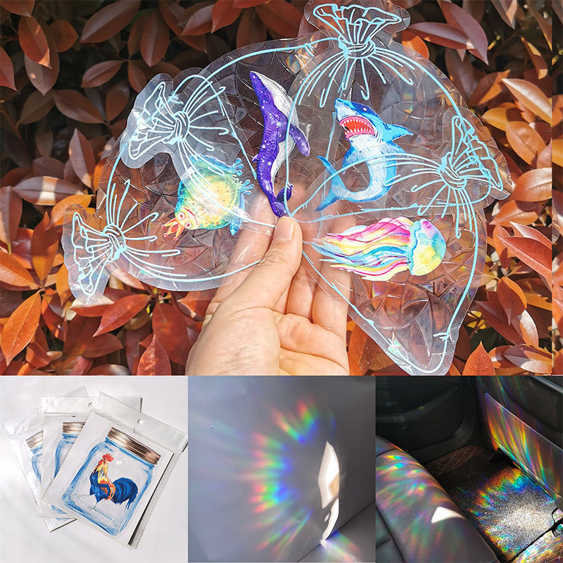 Adsorption Rainbow Glass Window Stickers (Random 10-piece pack)