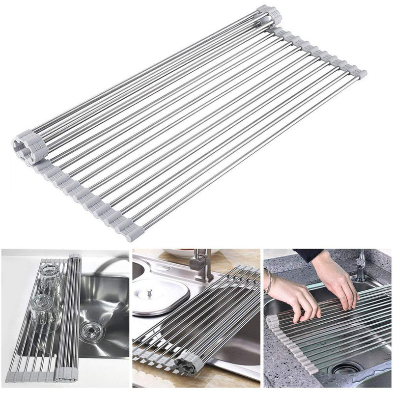 Stainless Steel Roll Up Dish Drying Rack, Foldable