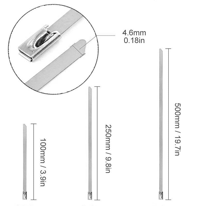 Multi-Purpose Locking Cable Metal Zip Ties (100 PCs)