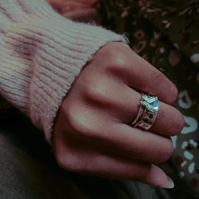 Butterflies Silver Spinner Ring