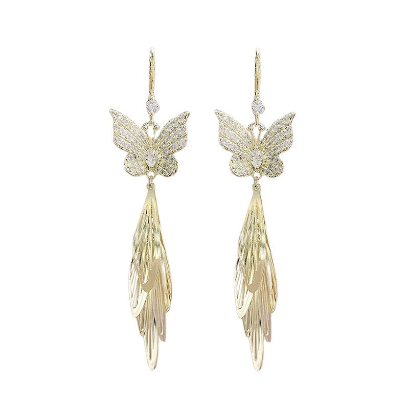 Long Butterfly Fringe Earrings