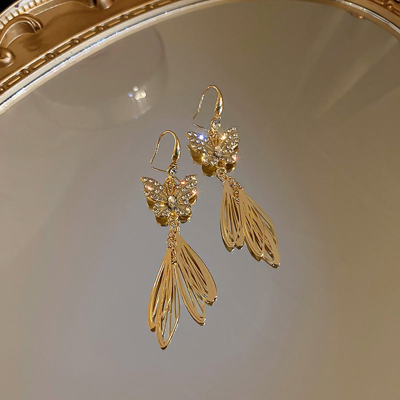 Long Butterfly Fringe Earrings