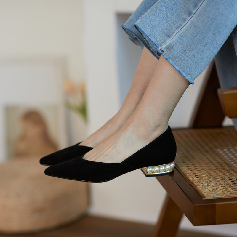 Slip-On Comfort Pearl Low Heel Women's Shoes