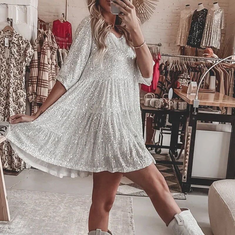 Sequin Baby Doll Dress