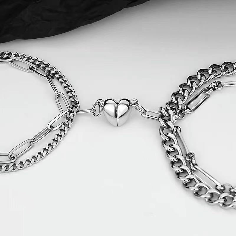 Couples Magnetic Half Heart Love Bracelet Set