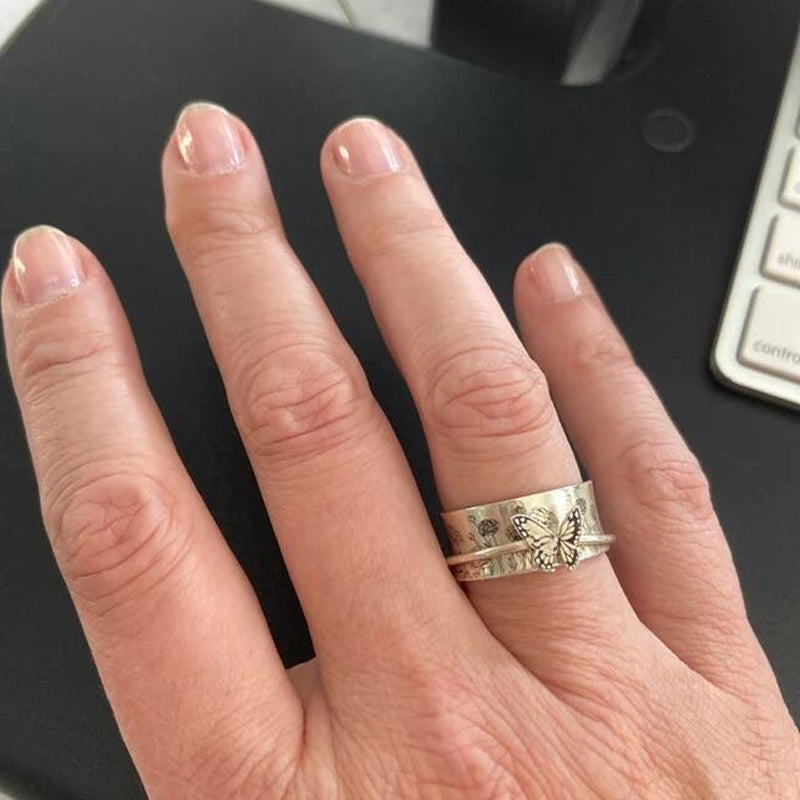 Butterflies Silver Spinner Ring