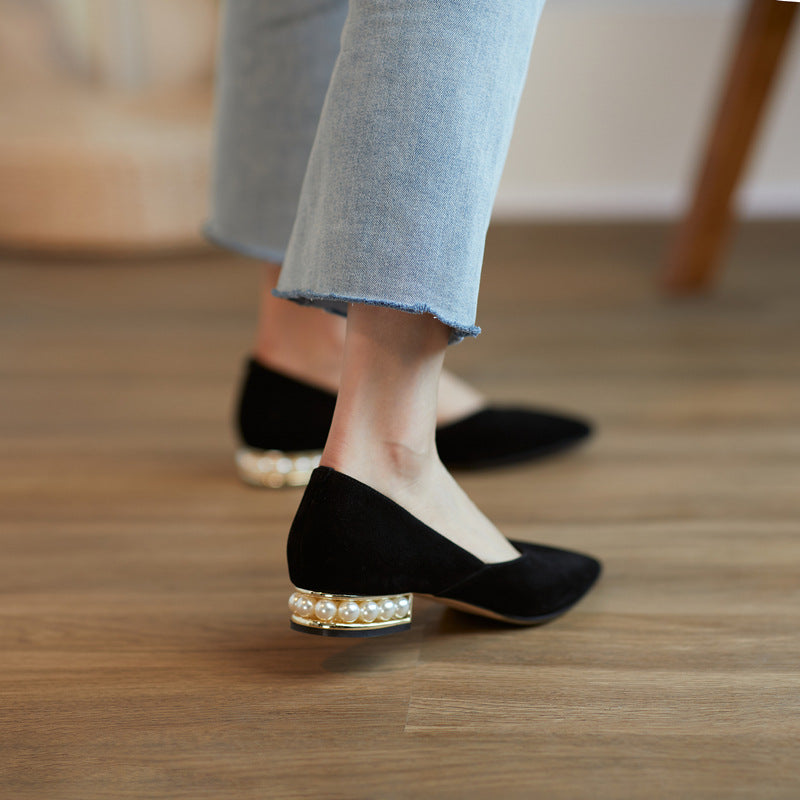 Slip-On Comfort Pearl Low Heel Women's Shoes