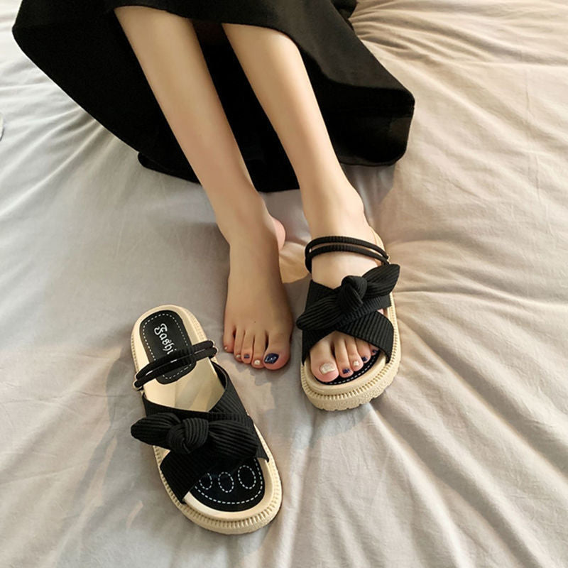 Elegant Bow Sandals with Platform Soles for Women