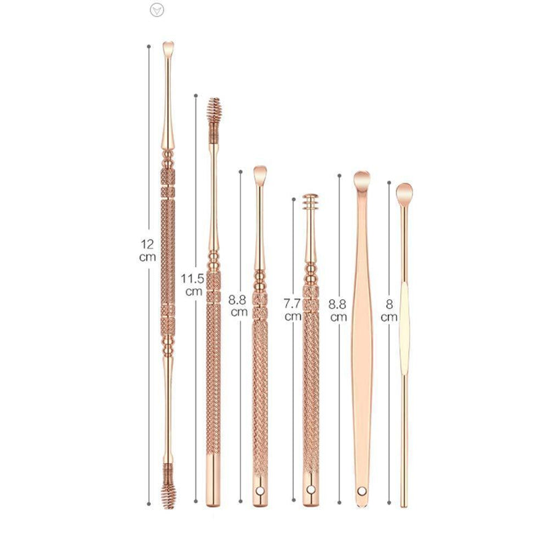 Clapfun™Stainless Steel Rose Gold Ear Picks Set - Set For 6