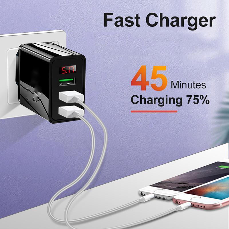 Clapfun™ Three in one USB Port Phone Charger with Digital Display