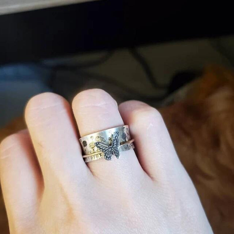 Butterflies Silver Spinner Ring