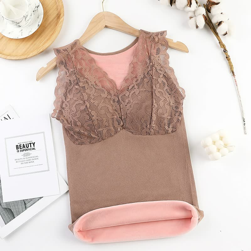 Winter Lace V-Neck Warm Vest