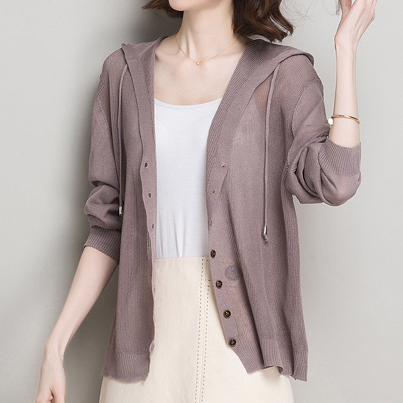 Ice Silk Knit Cardigan Sweater