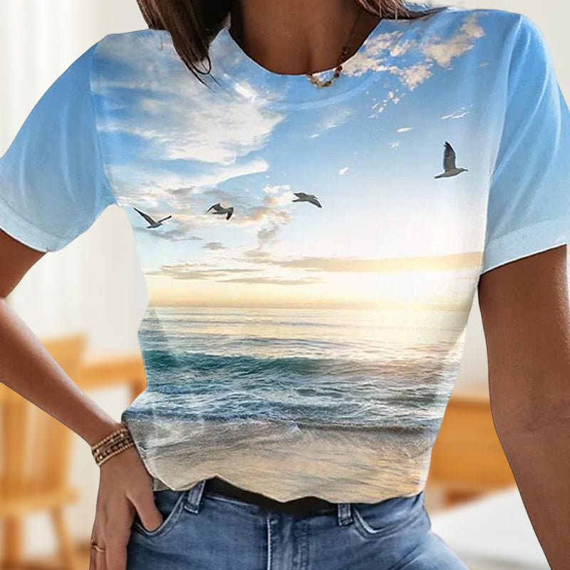 Women's Casual 3D Printed Painting T-shirt