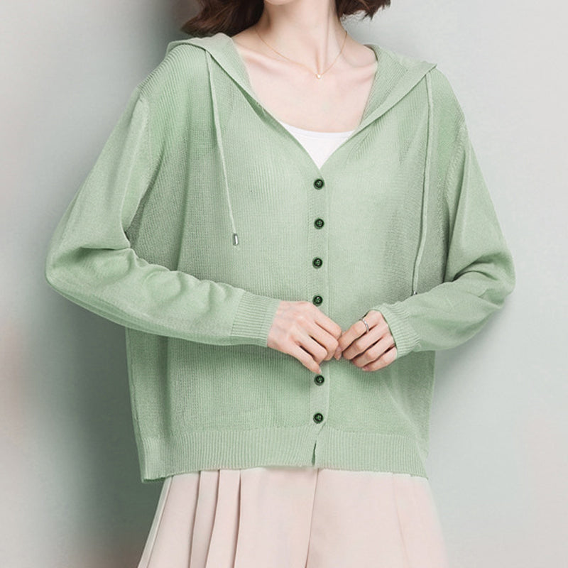 Ice Silk Knit Cardigan Sweater