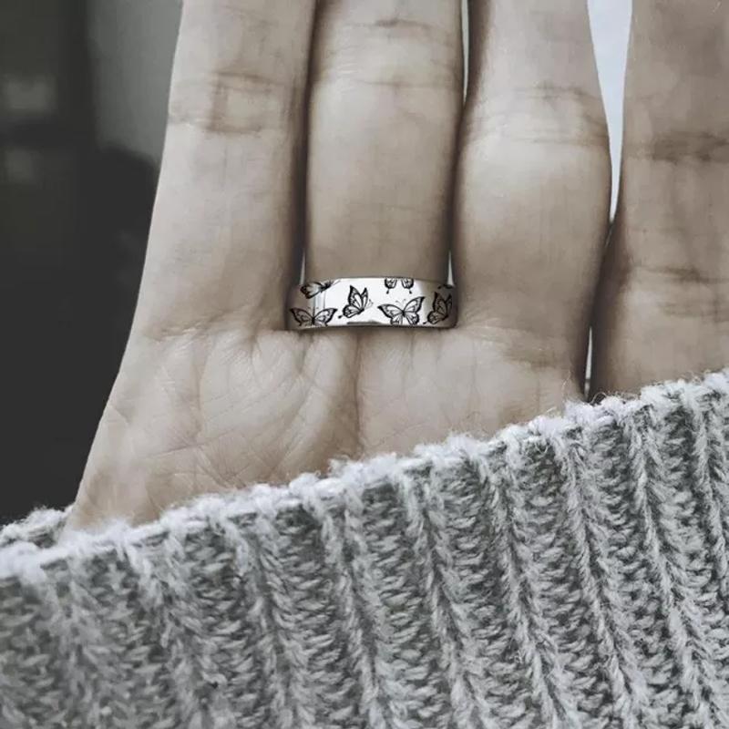 Vintage Engraved Butterfly Ring