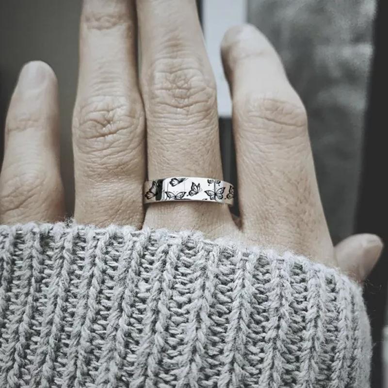 Vintage Engraved Butterfly Ring