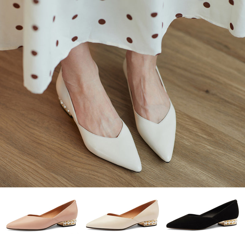 Slip-On Comfort Pearl Low Heel Women's Shoes