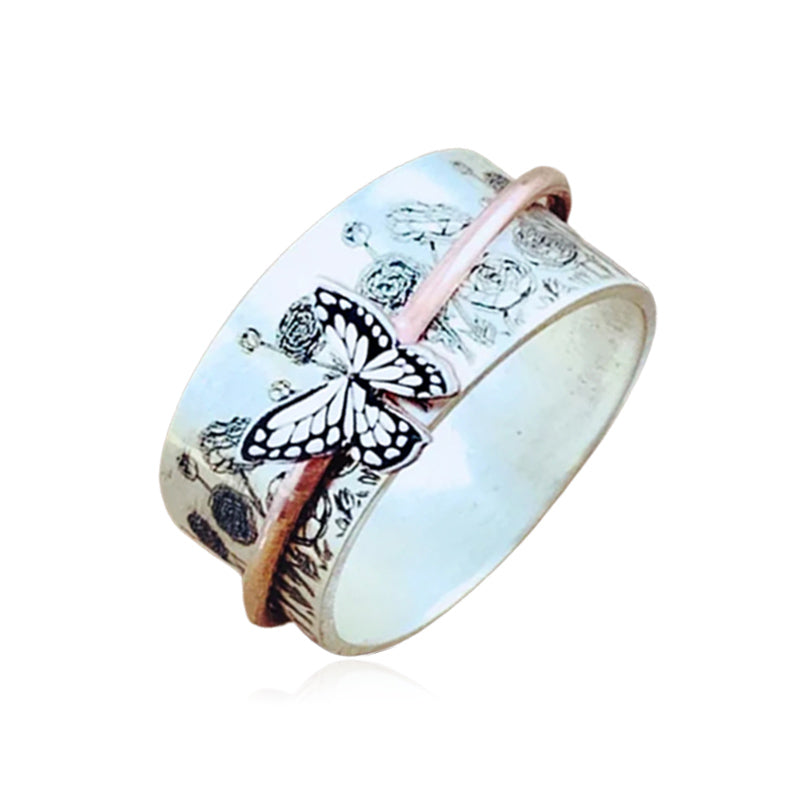 Butterflies Silver Spinner Ring