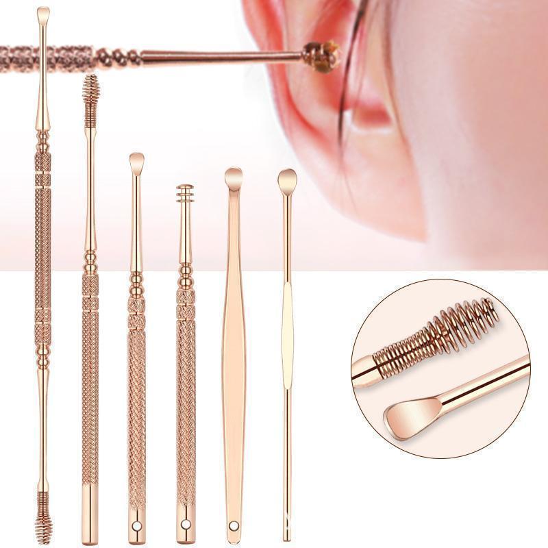 Clapfun™Stainless Steel Rose Gold Ear Picks Set - Set For 6